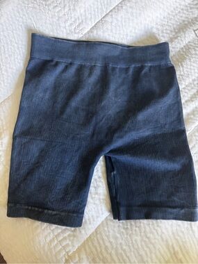 Milah Boutique Blue Ribbed Biker Shorts – OS (One Size)